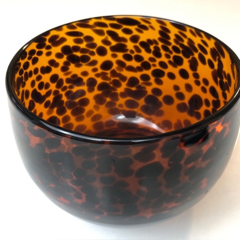 Vintage West Elm Hand Blown Tortoise 6” wide Glass Bowl